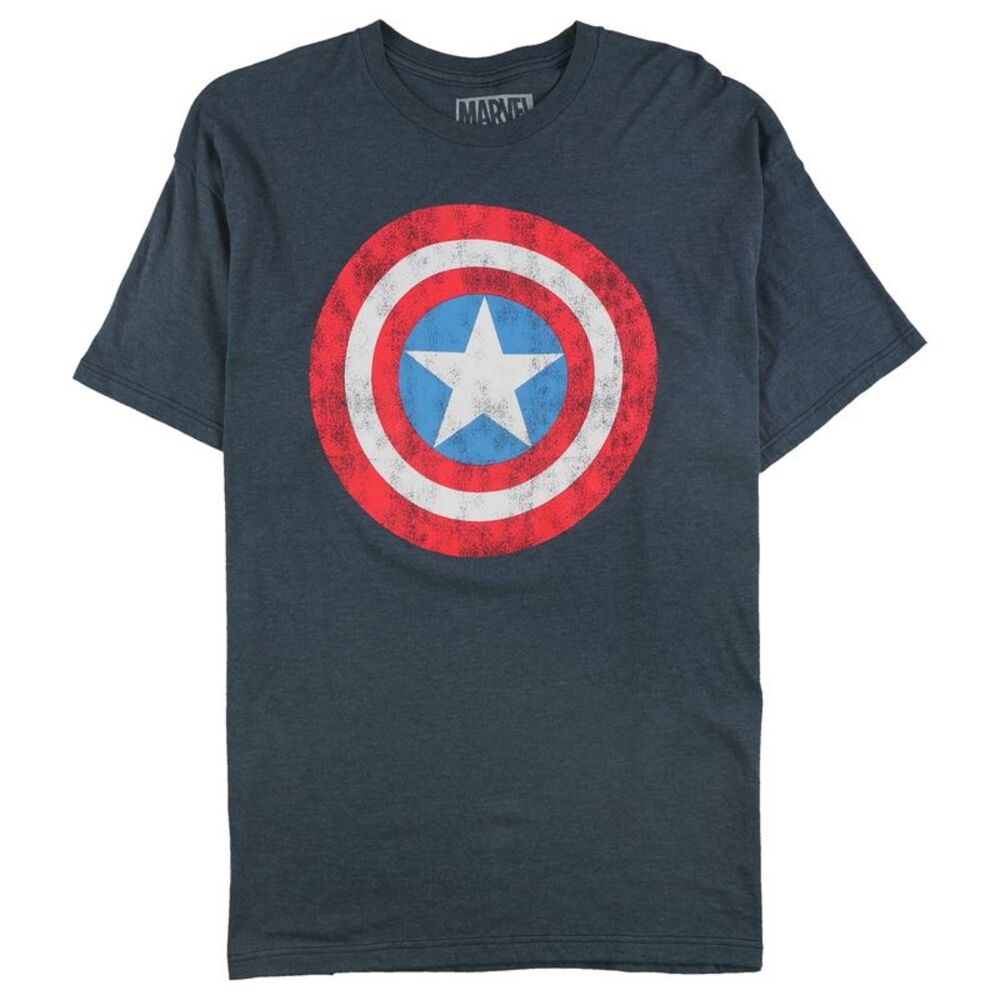 Jem Mens Captain America Graphic T-Shirt, Grey, XL, DM